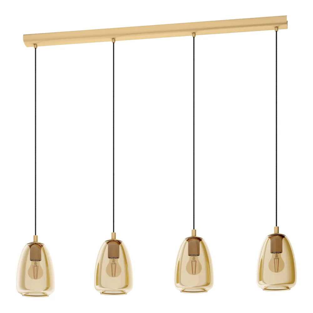Lampadari Moderni-Eglo Alobrase lampadario oro vetri ambra per soggiorno