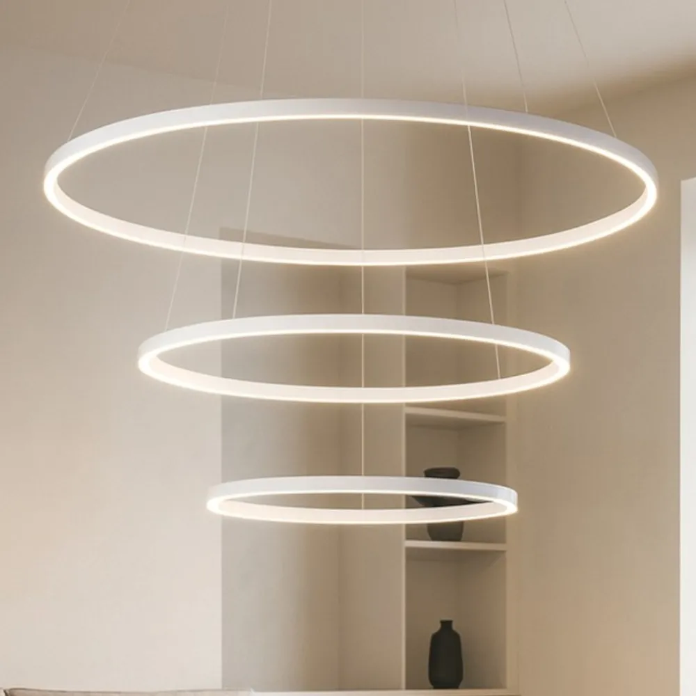 Lampadari Moderni-Affralux Aluring lampadario bianco moderno led 3000k tre anelli