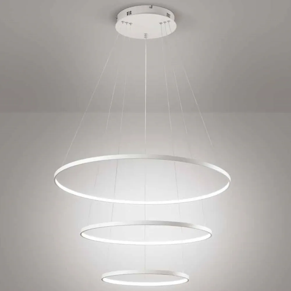 Lampadari Moderni-Affralux Aluring lampadario bianco moderno led 3000k tre anelli