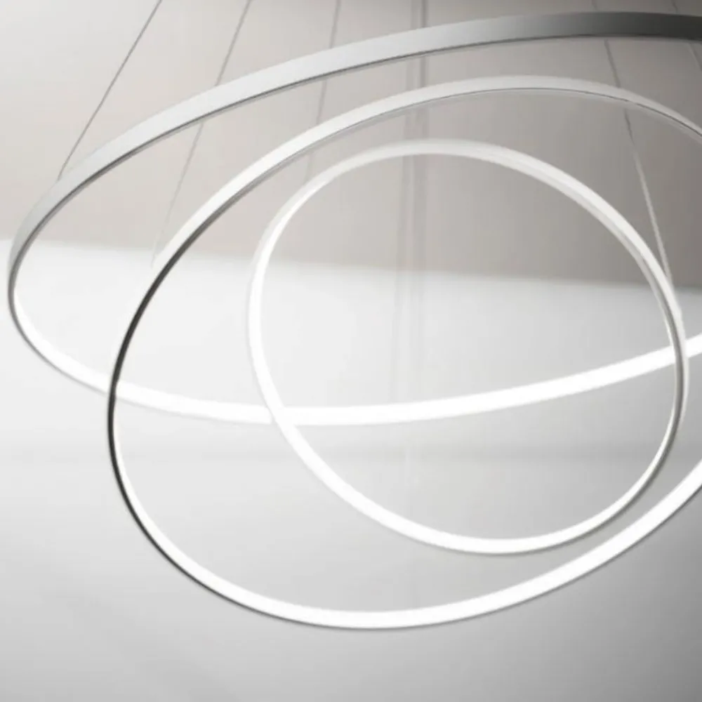 Lampadari Moderni-Affralux Aluring lampadario bianco moderno led 3000k tre anelli