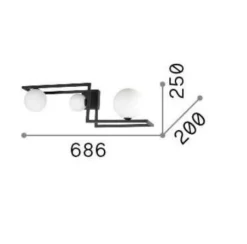Plafoniere Moderne-Ideal Lux Angolo pl3 plafoniera design angolo nero sfere vetro da interni