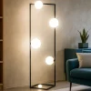 Lampade Da Terra-Ideal Lux Angolo pt5 lampada da terra nero cinque sfere vetro