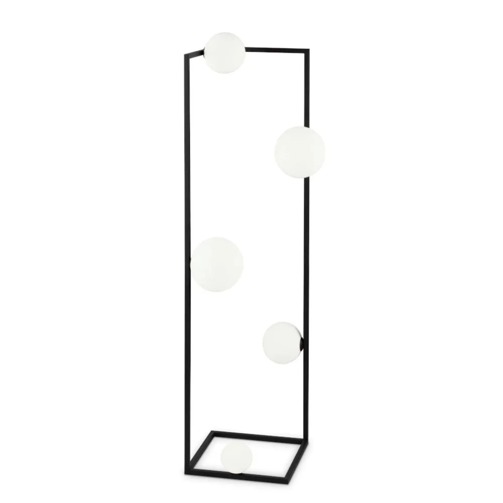 Lampade Da Terra-Ideal Lux Angolo pt5 lampada da terra nero cinque sfere vetro
