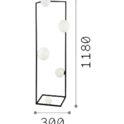 Lampade Da Terra-Ideal Lux Angolo pt5 lampada da terra nero cinque sfere vetro