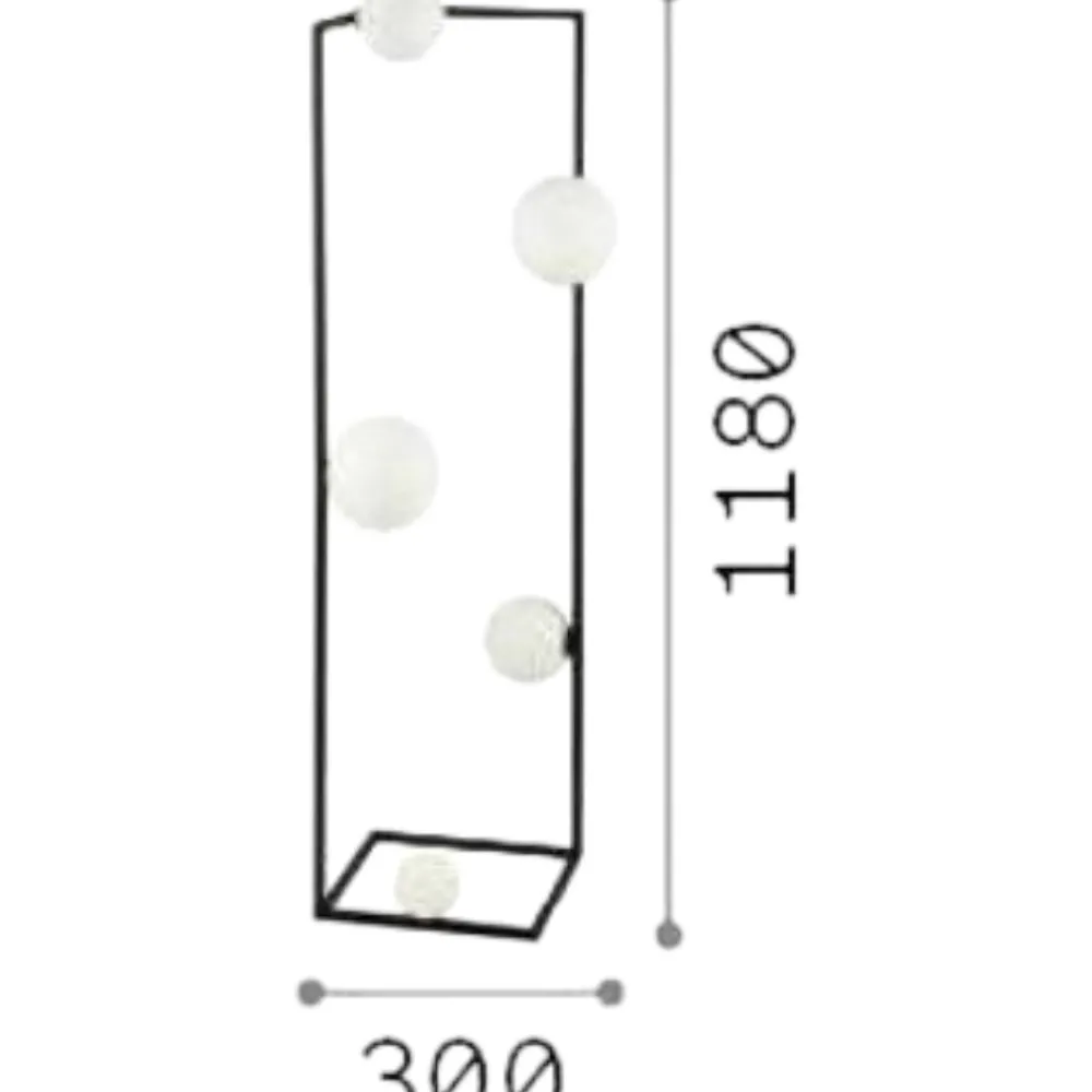 Lampade Da Terra-Ideal Lux Angolo pt5 lampada da terra nero cinque sfere vetro