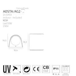 Applique Da Esterno-Top Light Aosta applique per esterni nera anti corrosione ip55