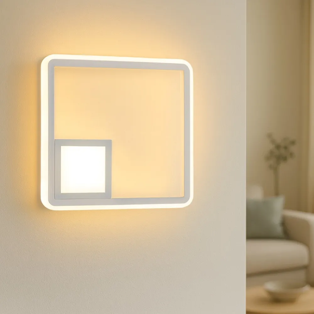 Applique Da Parete-Ondaluce Ap dowel applique led grigia squadrata moderna