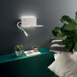 Applique Camera Da Letto-Ondaluce Ap flat applique comodino destro camera da letto bianca led presa usb