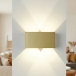 Applique Da Parete-Selezionato da Mazzolaluce Aplique rettangolare oro ip54 led 24w dimmerabile moderna