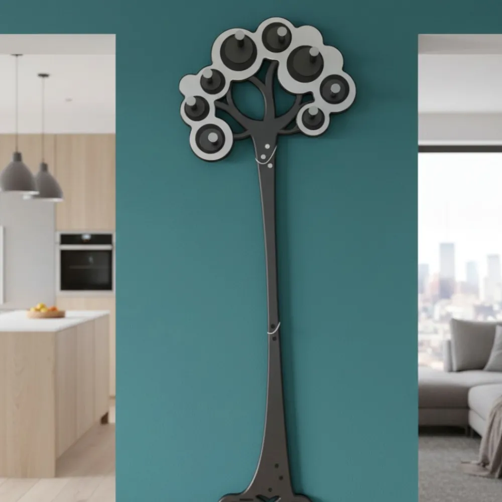 Appendiabiti Da Parete-Selezionato da Mazzolaluce Appendiabiti albero da parete legno colore bianco grigio