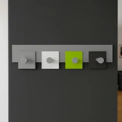 Appendiabiti Da Parete-Selezionato da Mazzolaluce Appendiabiti a muro moderno 4 ganci verde mela bianco grigio