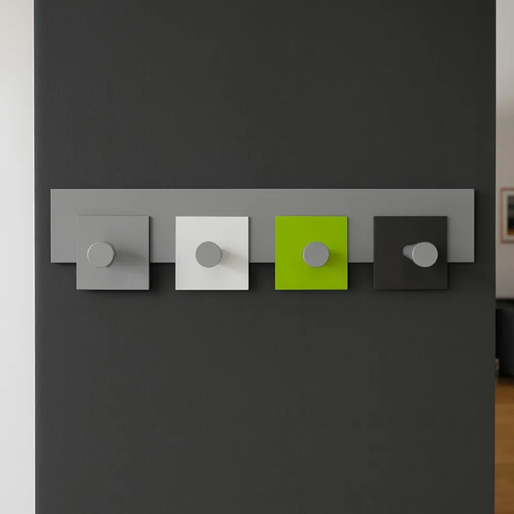 Appendiabiti Da Parete-Selezionato da Mazzolaluce Appendiabiti a muro moderno 4 ganci verde mela bianco grigio