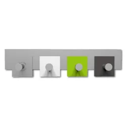 Appendiabiti Da Parete-Selezionato da Mazzolaluce Appendiabiti a muro moderno 4 ganci verde mela bianco grigio