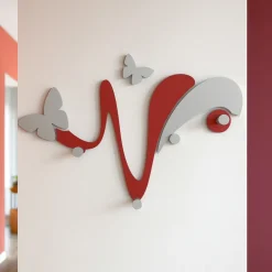 Appendiabiti Da Parete-Selezionato da Mazzolaluce Appendiabiti da parete butterfly legno rosso rubino grigio