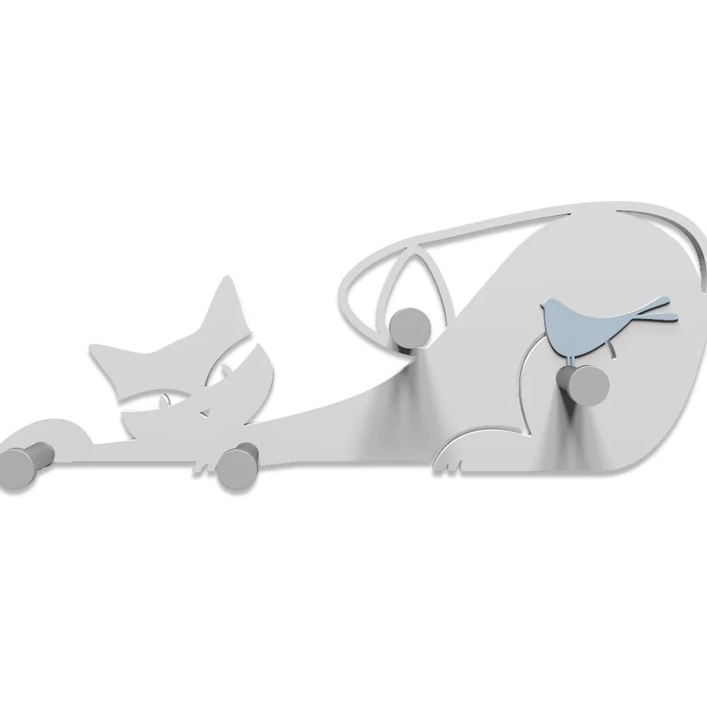 Appendiabiti Da Parete-Selezionato da Mazzolaluce Appendiabiti da parete con gatto legno colore bianco