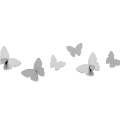 Appendiabiti Da Parete-Selezionato da Mazzolaluce Appendiabiti da parete farfalle bianco grigio 3 ganci