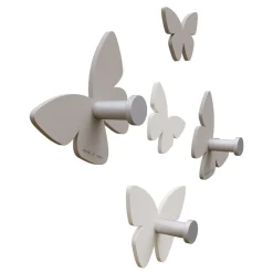 Appendiabiti Da Parete-Selezionato da Mazzolaluce Appendiabiti da parete farfalle bianco grigio 3 ganci