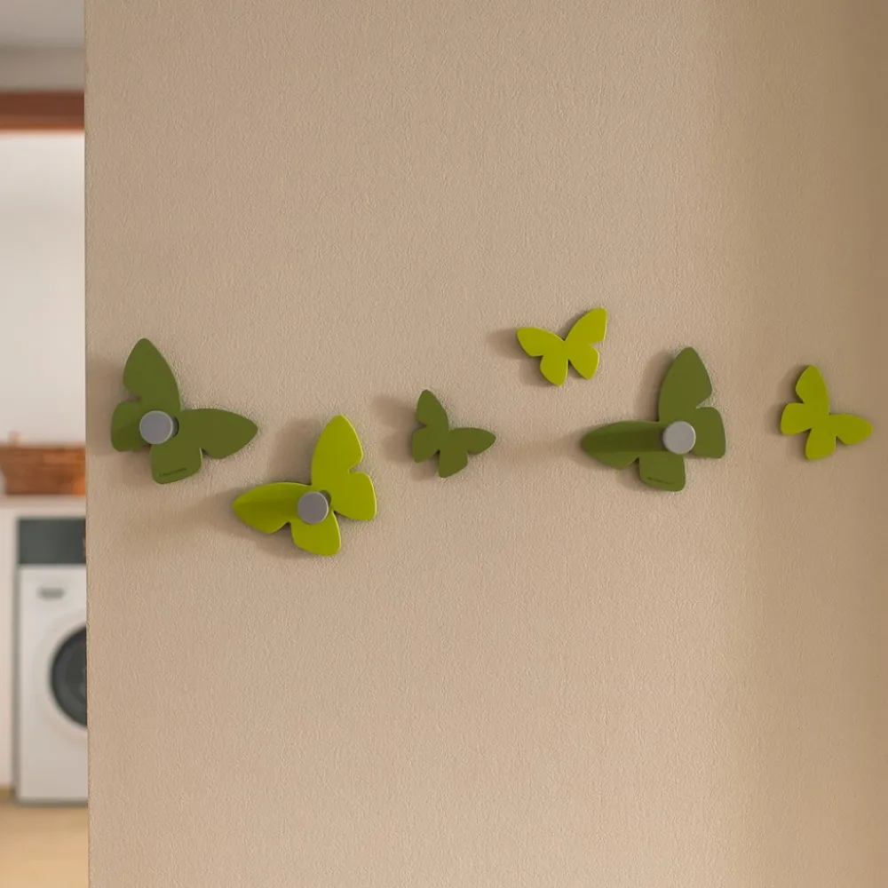 Appendiabiti Da Parete-Selezionato da Mazzolaluce Appendiabiti da parete farfalle legno colore verde oliva