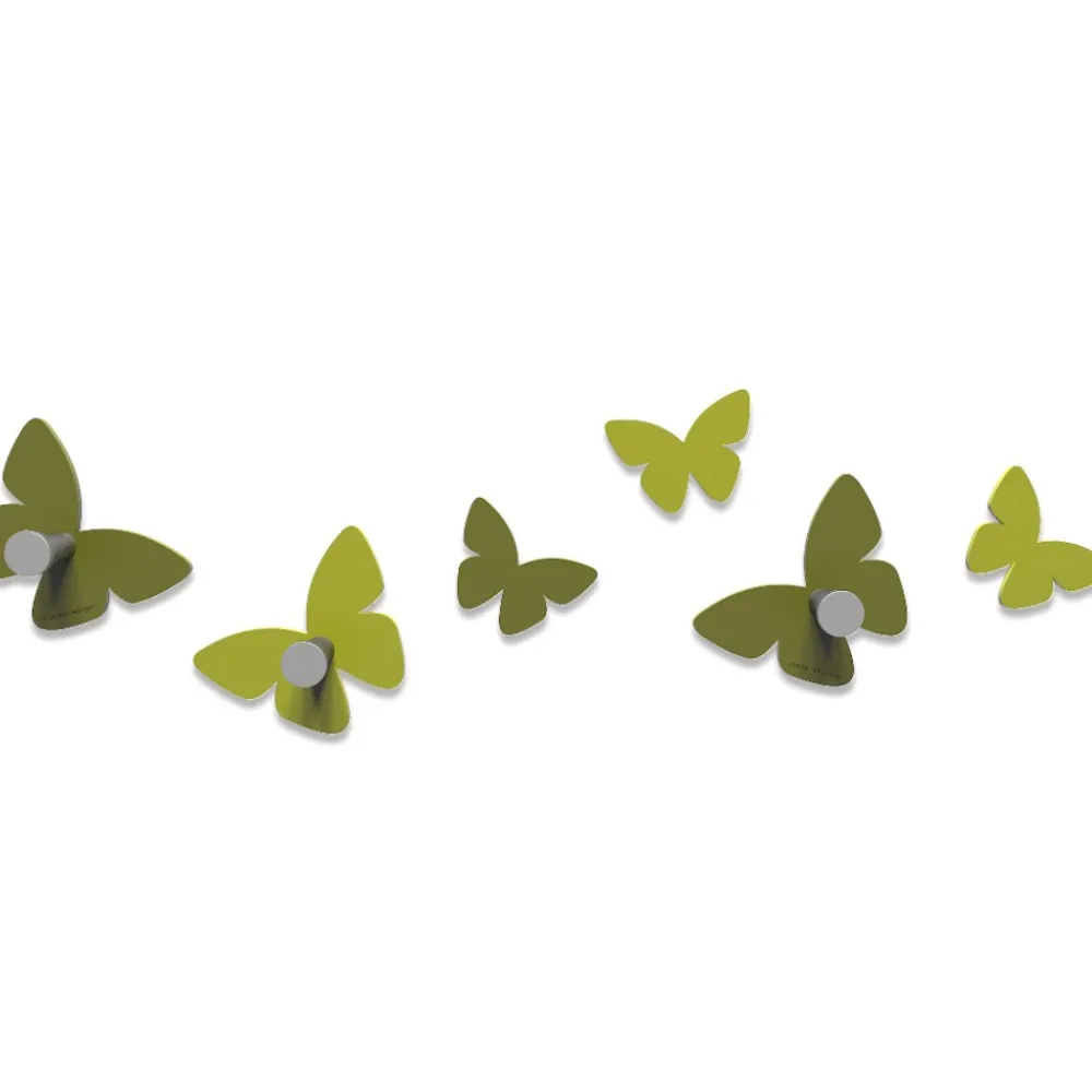 Appendiabiti Da Parete-Selezionato da Mazzolaluce Appendiabiti da parete farfalle legno colore verde oliva