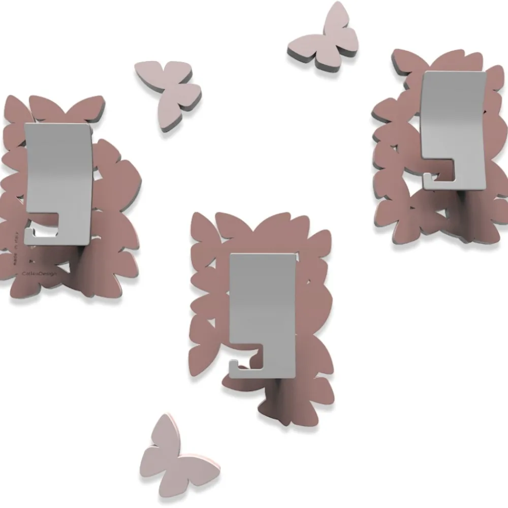 Appendiabiti Da Parete-Selezionato da Mazzolaluce Appendiabiti da parete moderno farfalle legno colore rosa nuvola