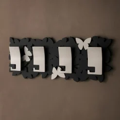 Appendiabiti Da Parete-Selezionato da Mazzolaluce Appendiabiti da parete moderno farfalle legno traforato nero grigio