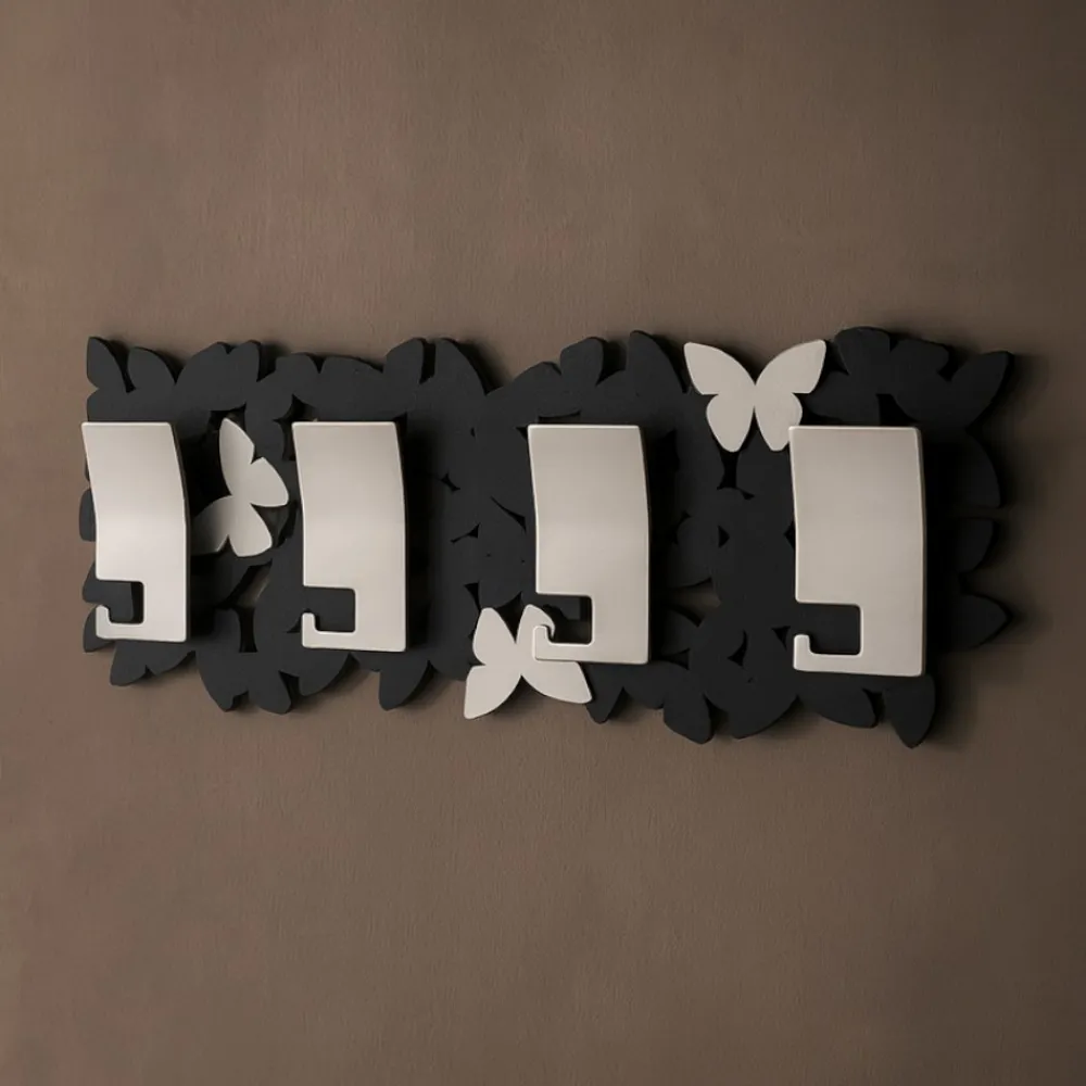 Appendiabiti Da Parete-Selezionato da Mazzolaluce Appendiabiti da parete moderno farfalle legno traforato nero grigio