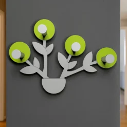 Appendiabiti Da Parete-Selezionato da Mazzolaluce Appendiabiti da parete moderno pianta legno verde mela grigio