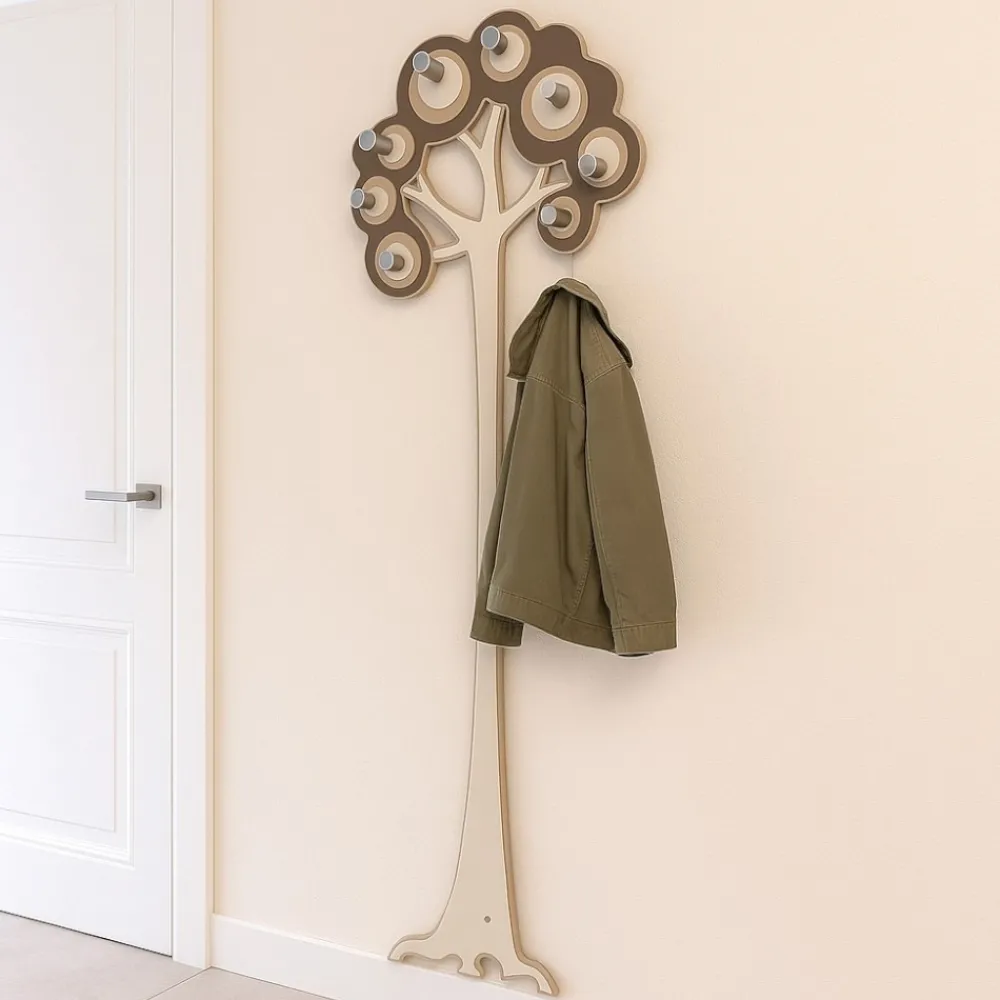 Appendiabiti Da Parete-Selezionato da Mazzolaluce Appendiabiti da parete moderno albero legno colore cioccolato