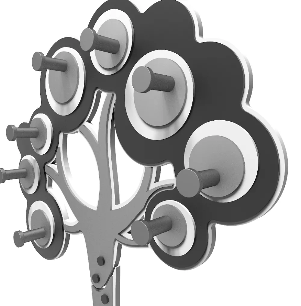 Appendiabiti Da Parete-Selezionato da Mazzolaluce Appendiabiti da parete moderno albero legno colore nero grigio