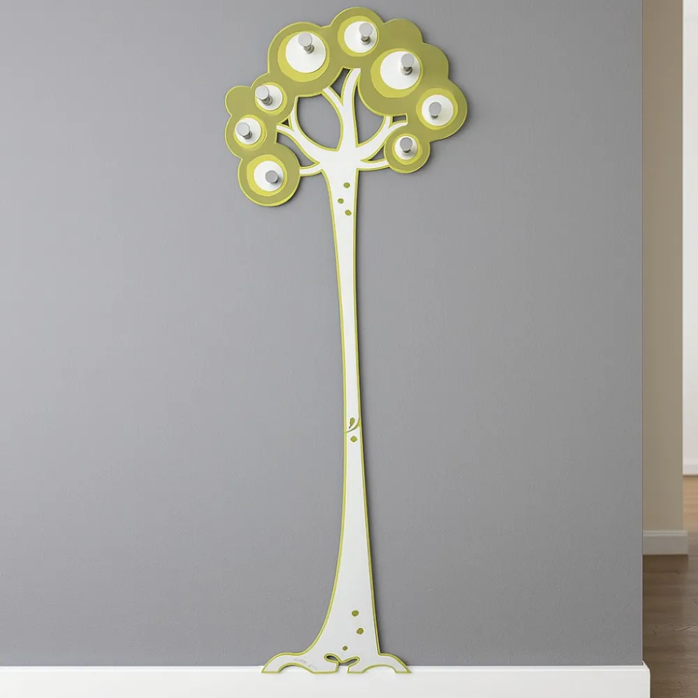 Appendiabiti Da Parete-Selezionato da Mazzolaluce Appendiabiti da parete moderno albero legno colore verde oliva