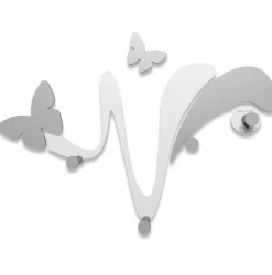 Appendiabiti Da Parete-Selezionato da Mazzolaluce Appendiabiti da parete moderno farfalle legno bianco grigio