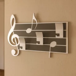 Appendiabiti Da Parete-Selezionato da Mazzolaluce Appendiabiti da parete musicale legno bianco grigio