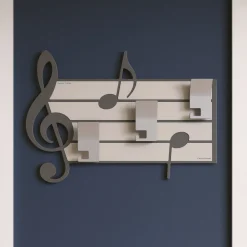 Appendiabiti Da Parete-Selezionato da Mazzolaluce Appendiabiti da parete musica legno colore grigio quarzo
