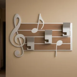 Appendiabiti Da Parete-Selezionato da Mazzolaluce Appendiabiti da parete musicale legno colore alluminio tortora