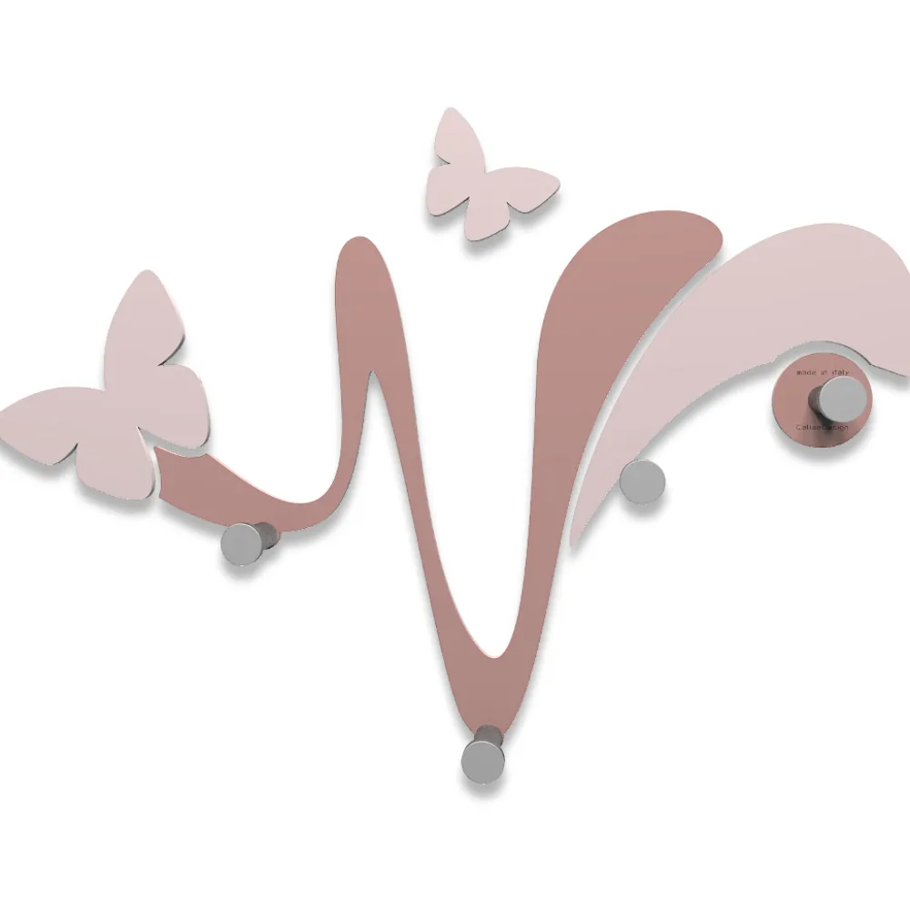 Appendiabiti Da Parete-Selezionato da Mazzolaluce Appendiabiti da parete per cameretta farfalle legno colore rosa nuvola