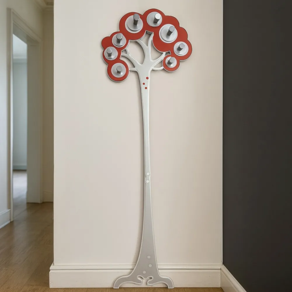 Appendiabiti Da Parete-Selezionato da Mazzolaluce Appendiabiti design moderno da parete legno colore rosso rubino grigio