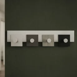 Appendiabiti Da Parete-Selezionato da Mazzolaluce Appendi abiti moderni da parete 4 ganci design radica grigia per ingresso
