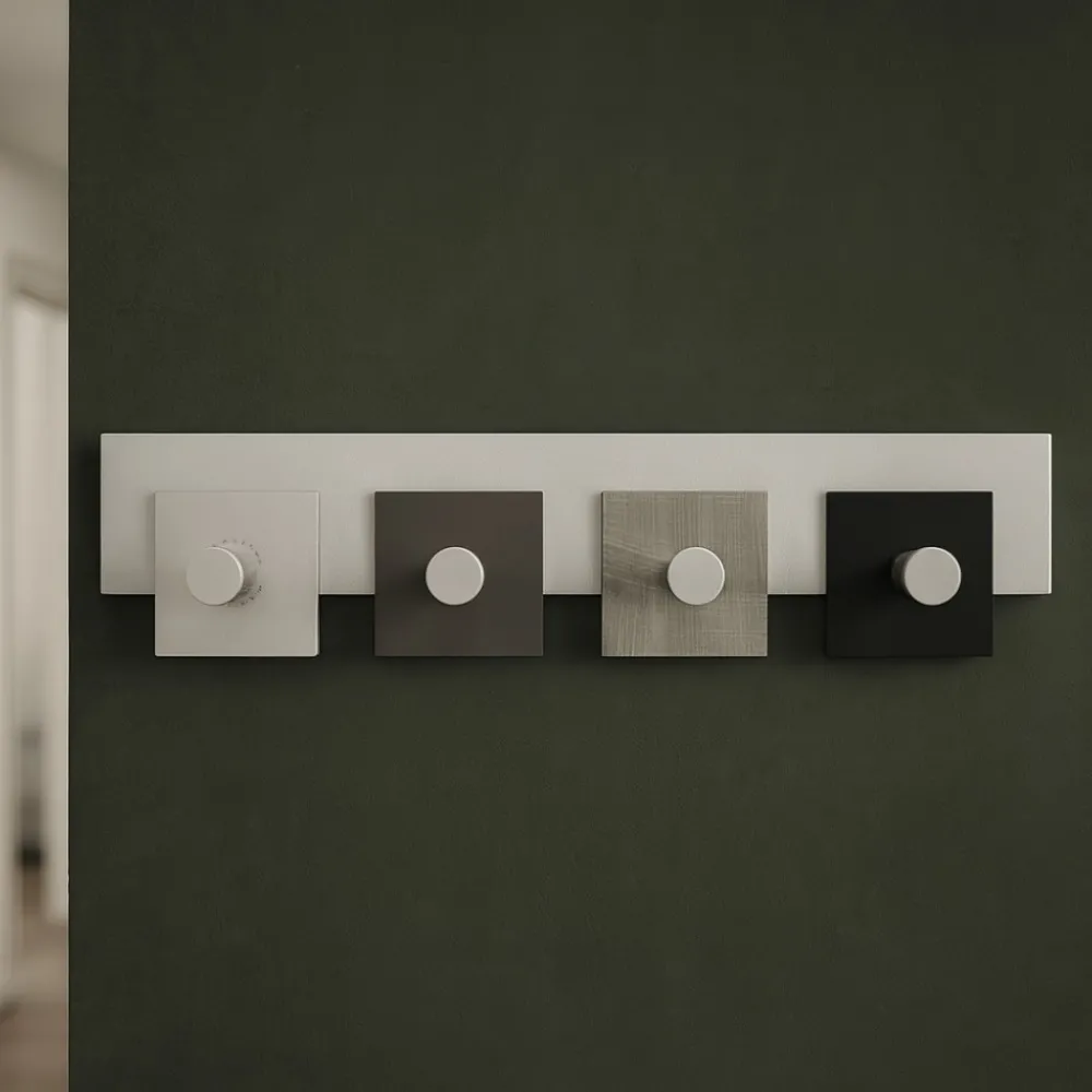 Appendiabiti Da Parete-Selezionato da Mazzolaluce Appendi abiti moderni da parete 4 ganci design radica grigia per ingresso