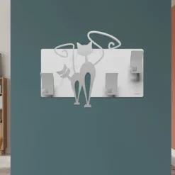 Appendiabiti Da Parete-Selezionato da Mazzolaluce Appendiabiti moderno da parete gatti legno colore alluminio