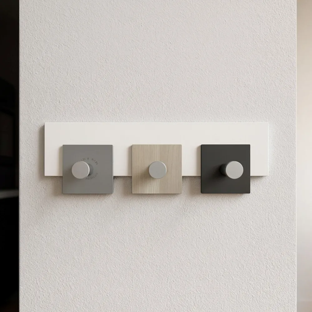 Appendiabiti Da Parete-Selezionato da Mazzolaluce Appendiabiti moderno da parete 3 ganci rovere breeze grigio