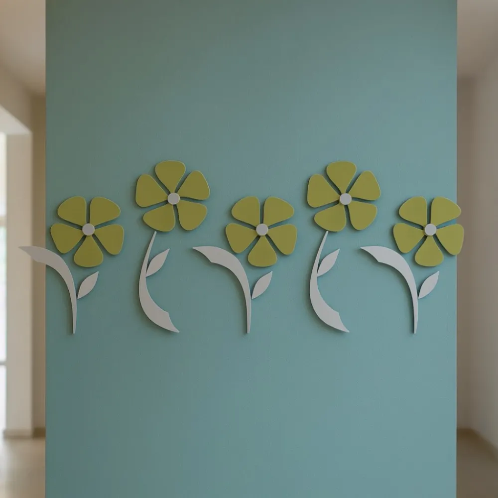 Appendiabiti Da Parete-Selezionato da Mazzolaluce Appendiabiti moderno fiori da parete legno colore verde oliva
