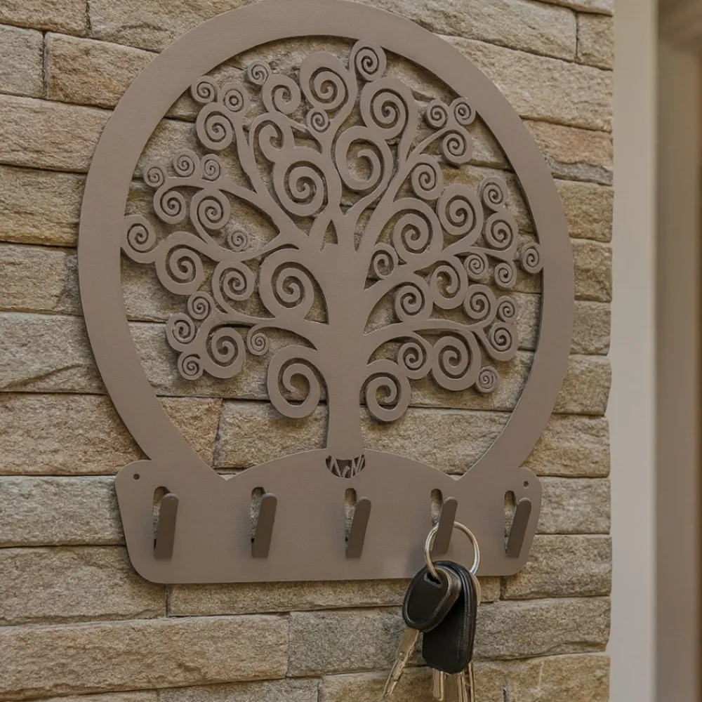 Mobili Ingresso Moderni-Selezionato da Mazzolaluce Appendichiavi albero della vita da parete colore fango