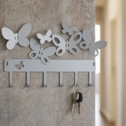 Mobili Ingresso Moderni-Selezionato da Mazzolaluce Appendichiavi da parete farfalle colore grigio