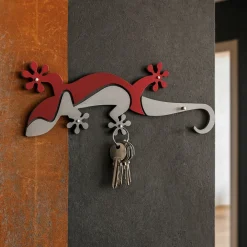Mobili Ingresso Moderni-Selezionato da Mazzolaluce Appendichiavi da parete geko rosso rubino grigio magnetico