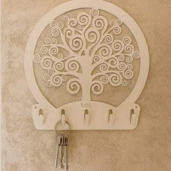 Mobili Ingresso Moderni-Selezionato da Mazzolaluce Appendichiavi da parete metallo albero della vita avorio
