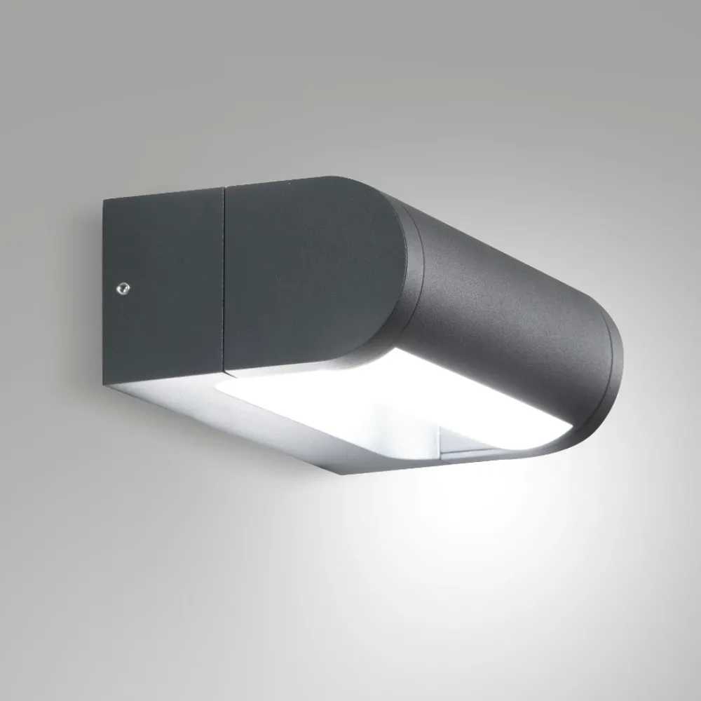 Applique Da Esterno-Fabas Luce Applique antracite per esterno wild led 12w 3000k orientabile