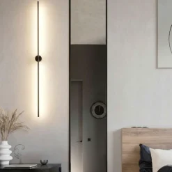 Applique Da Parete-Selezionato da Mazzolaluce Applique bacchetta moderna led 15w nera 90 cm 3000k