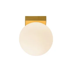 Applique Da Parete-Selezionato da Mazzolaluce Applique base quadrata oro led 6w 3000k sfera vetro bianco