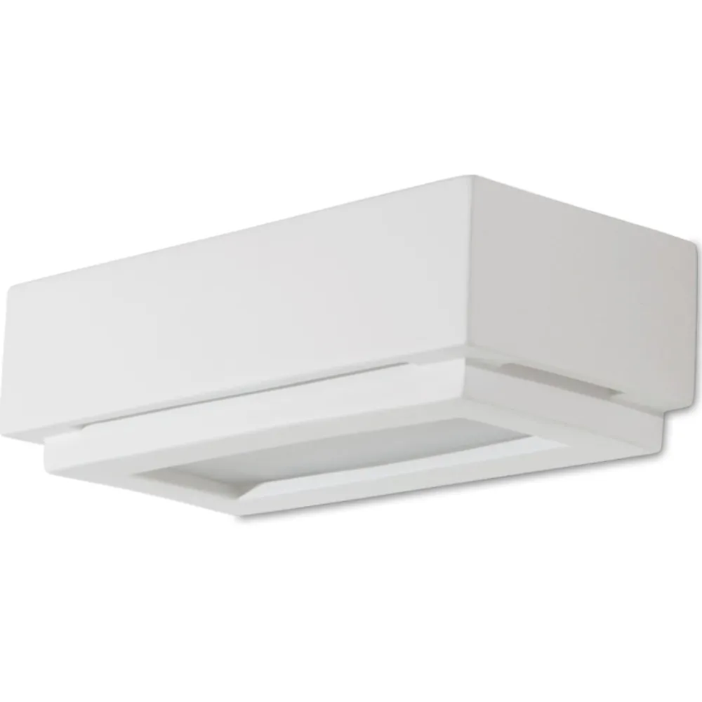 Applique Da Parete-Selezionato da Mazzolaluce Applique bianca ceramica gesso verniciabile squadrata