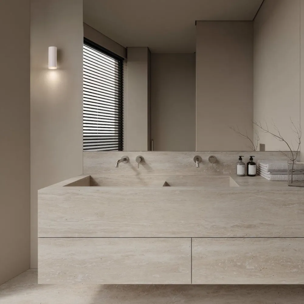 Applique Da Bagno-Selezionato da Mazzolaluce Applique bianca da bagno moderno design cilindro ip44